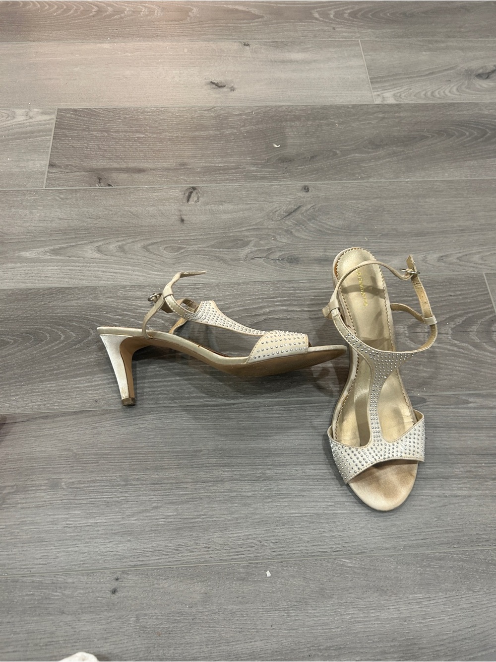 Women's T-Strap Ankle Strap Heels in Ivory